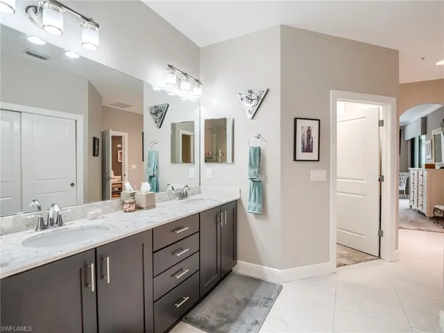 Dual Sinks with ample storage and 3 closets!