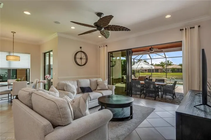 Wired for surround sound in the main living area and on the lanai