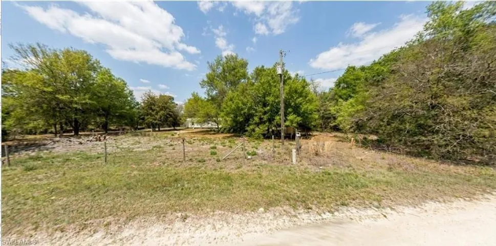 Expansive undeveloped lot featuring mature trees and partial fencing
