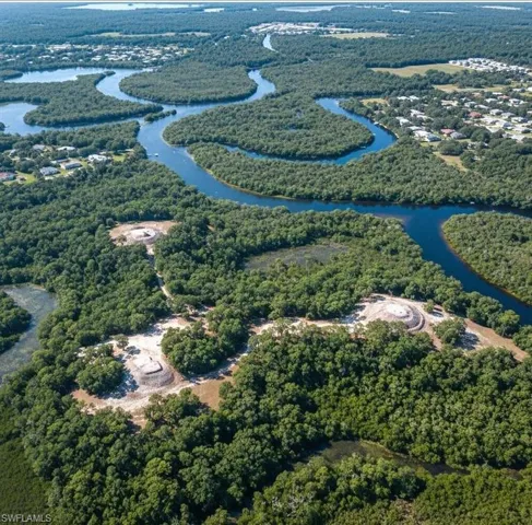 Expansive undeveloped land surrounded by lush green foliage and winding waterways
