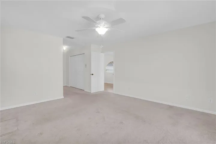 Looking towards double walk-in closets