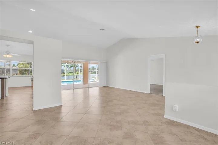 This is from the front window, large open space can be used for a dining area or a bar, etc.