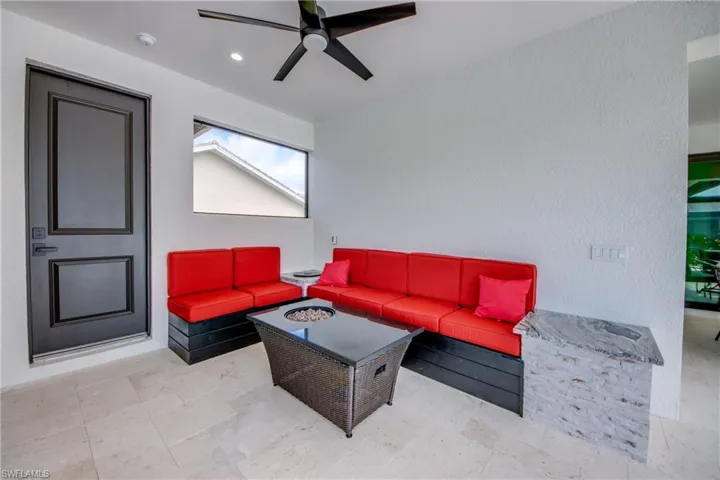 outdoor built in seating area- connected to the outdoor kitchen