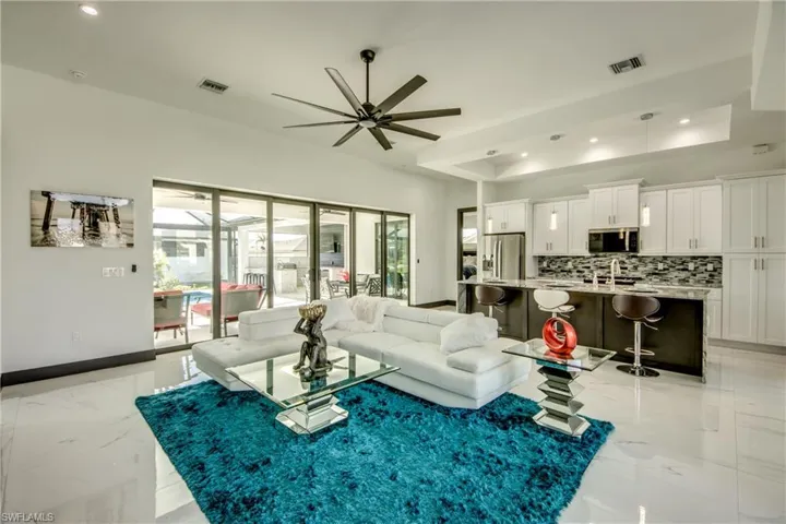 Our open concept great room- living area- with - custom features and - so much natural light