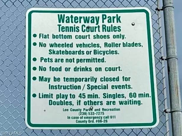 Waterway Park Tennis Rules