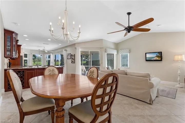 Open concept allows for a cozy dining area with views of the golf course.