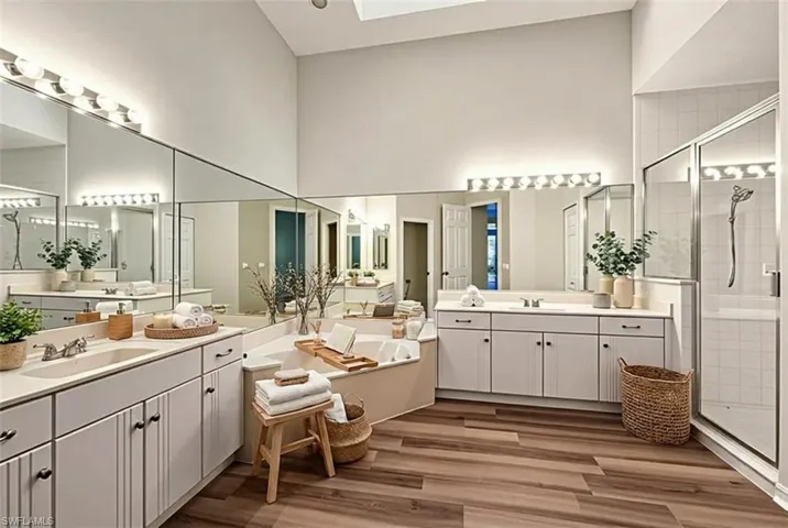 Staged - Coastal Modern Office featuring ornamental molding and light wood finished floors