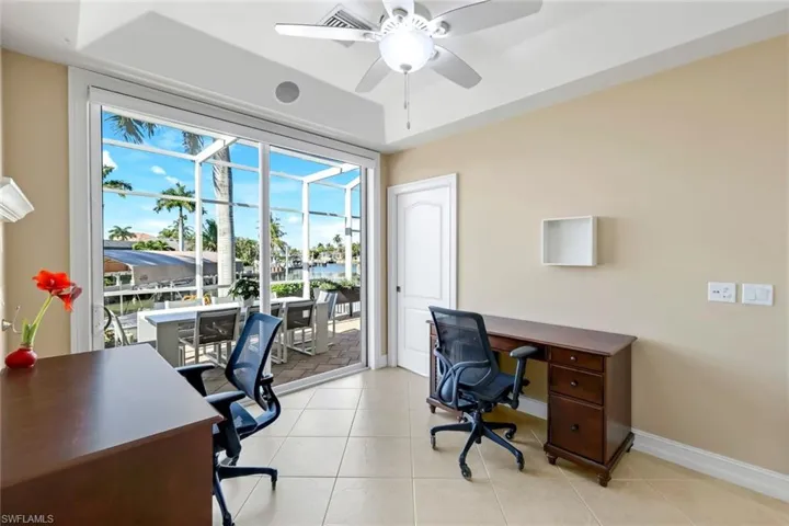 Incredible view from the Office with two desks, and a desk for a printer setup