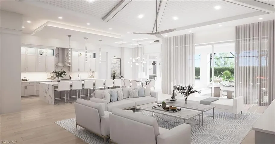 Renderings/images are for illustration only, based on a prior model and may show upgrades. Living room featuring a ceiling fan, recessed lighting, and light wood-style floors.