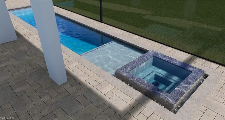 Renderings/images are for illustration only, based on a prior model and may show upgrades. Pool with an in ground hot tub.