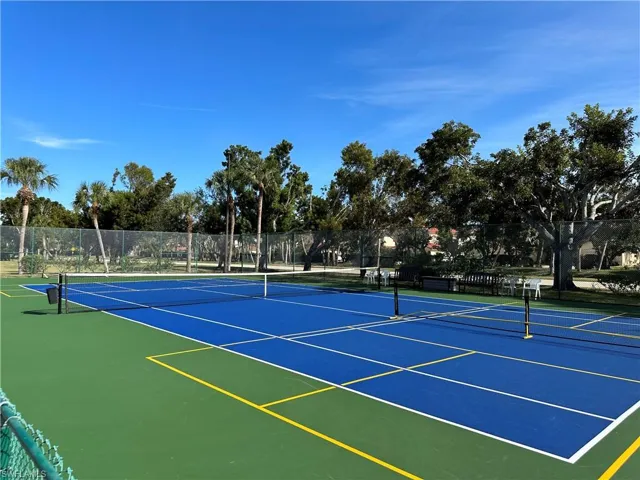 Beautifully resurfaced tennis/pickleball courts right out your door!