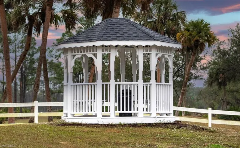 View of outdoor structure at dusk