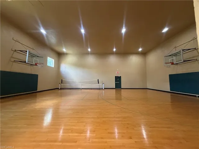 Indoor sport court with polished wood flooring