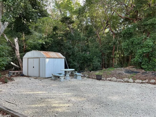 Storage shed in the back yard.