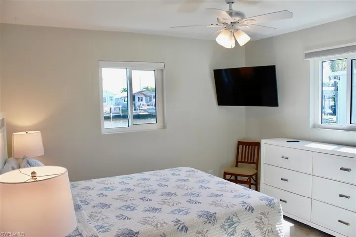Master Bedroom overlooks the boat and canal