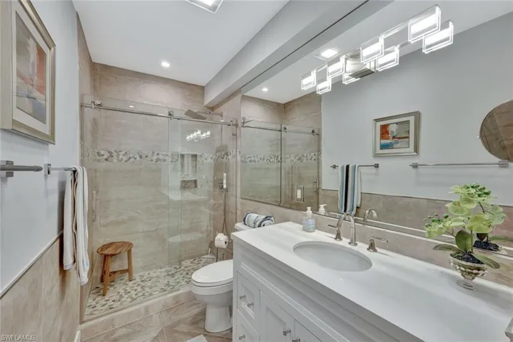 Completely renovated guest bathroom.