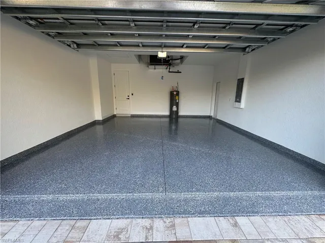 Garage with electric water heater