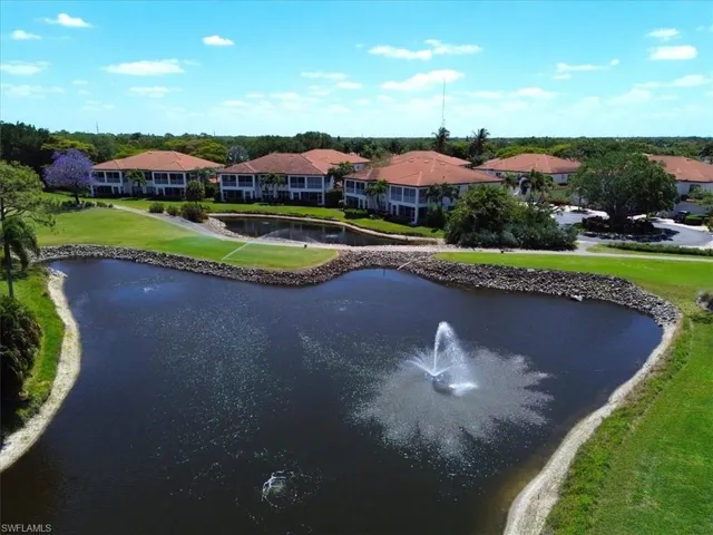 Sparkling lake with water feature.