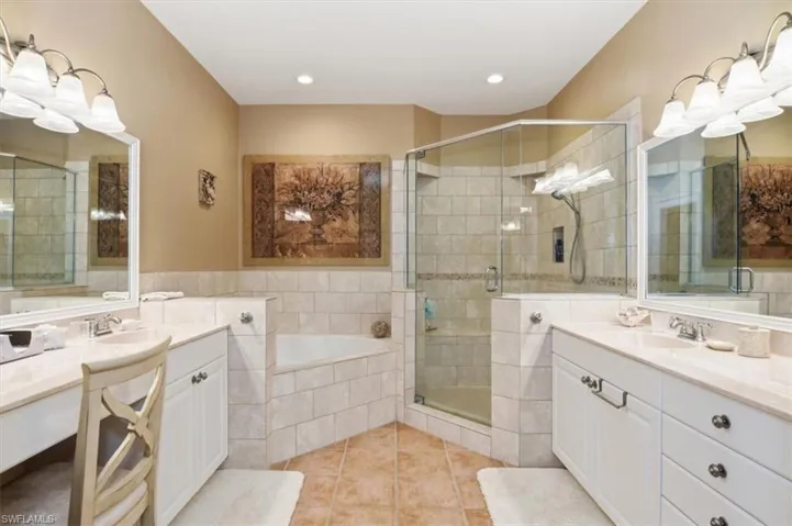 Dual sinks, dressing area, deep jetted tub, updated shower.
