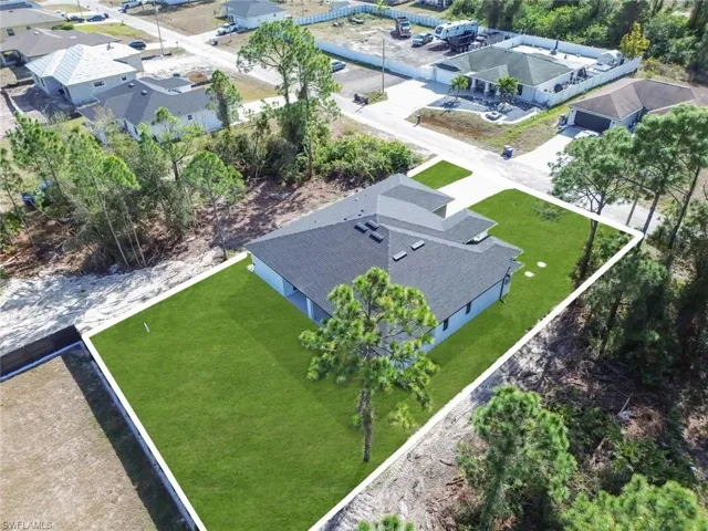 Aerial perspective of suburban area