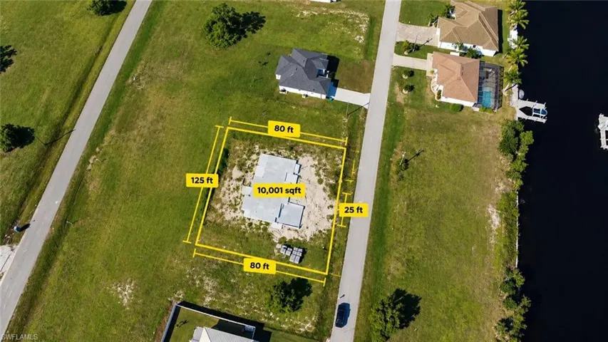 10,001 square foot parcel featuring an 80-foot by 125-foot lot dimension and an existing concrete slab foundation
