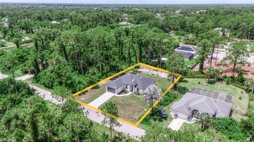 View of property location with a forest and property boundaries highlighted