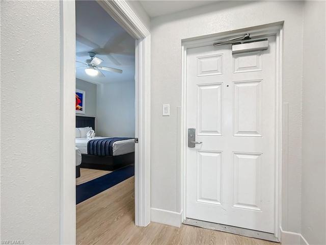 front door and guest bedroom