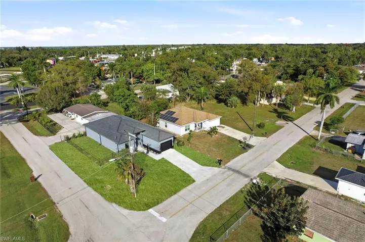 Aerial perspective of suburban area