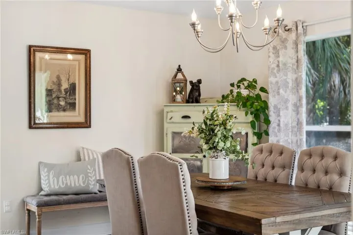 Dining room featuring a notable chandelier