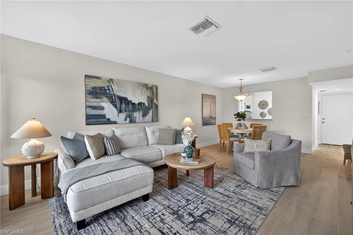 Spacious living room to dining room