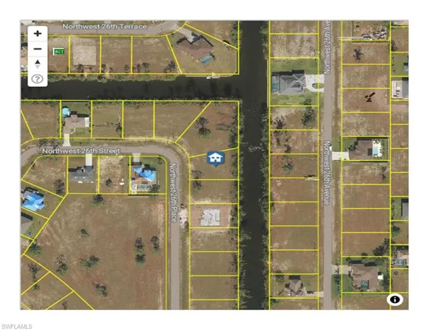 Aerial overview of property's location with property boundaries highlighted