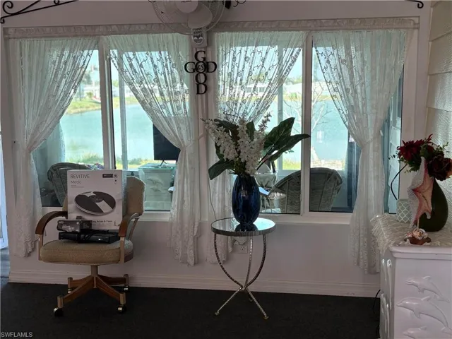 Room details with a water view