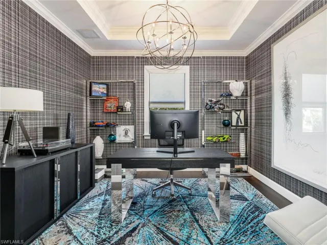 Den/Office With Chandelier