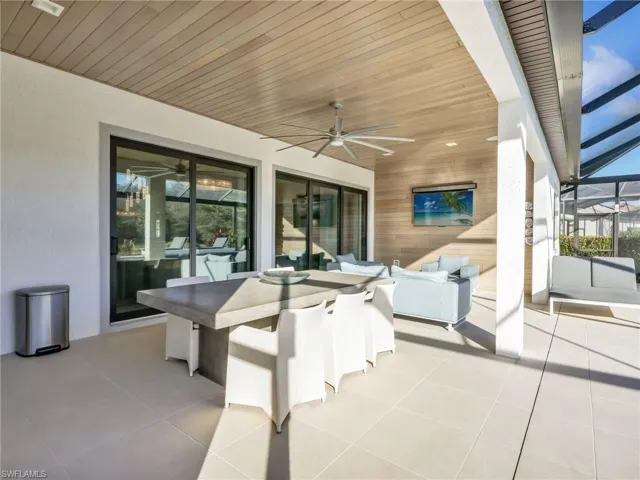 Covered Lanai with Custom Wall & Ceiling Treatment and WHOLE-HOME SONOS AUDIO With In-Ceiling Speakers & Soundbars, and Wi-Fi Extenders