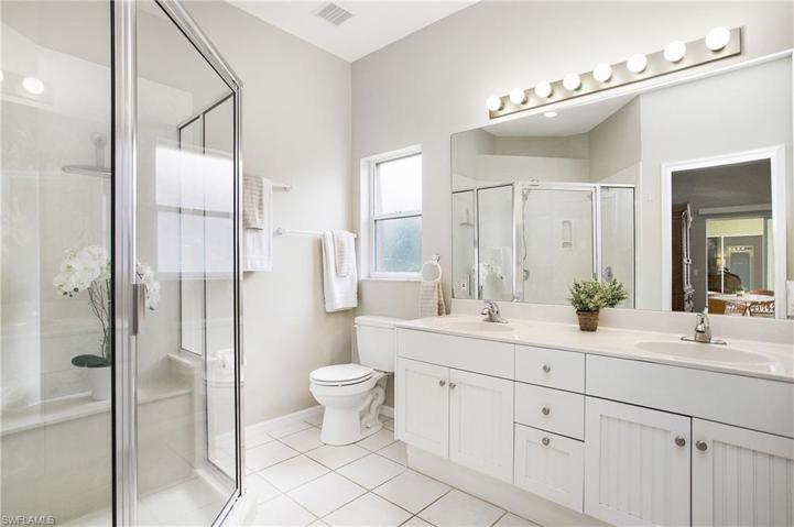 Very large shower, dual sinks - updated vanity