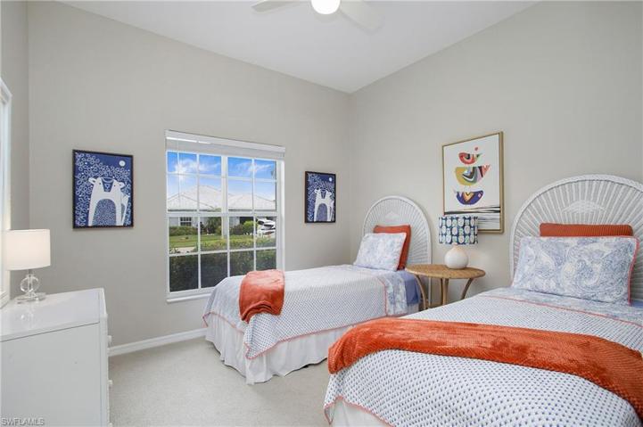 3rd bedroom is large enough for 2 twin beds and dresser.  Perfect for hosting family and friends.  Remember - everything is included - including linens, lamps, furniture and other household items.