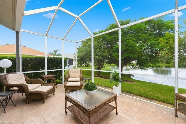 Screened lanai with water view