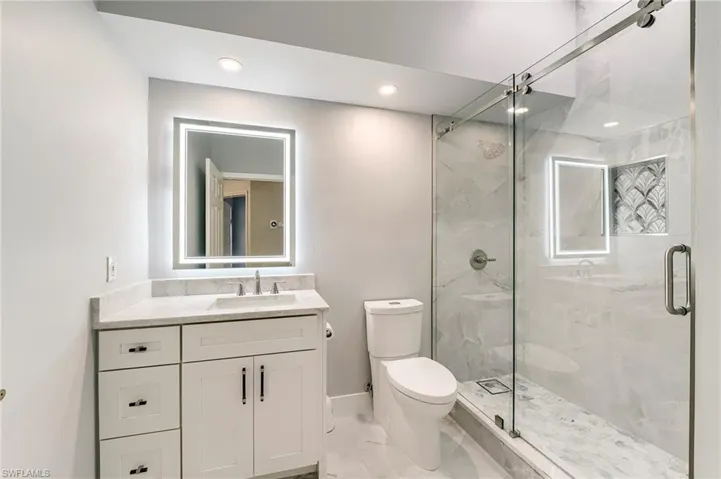 LIGHTED MIRRORBARN DOOR SHOWER DOOR