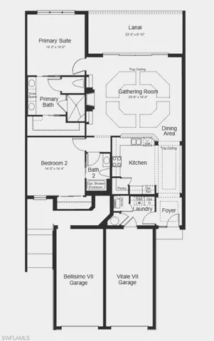 Floor Plan - Additional Highlights Include: fireplace, bookshelves, upgraded appliances, laminate flooring throughout, laundry cabinets and French door refrigerator
