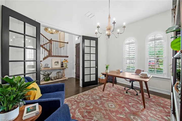 French doors in den/office