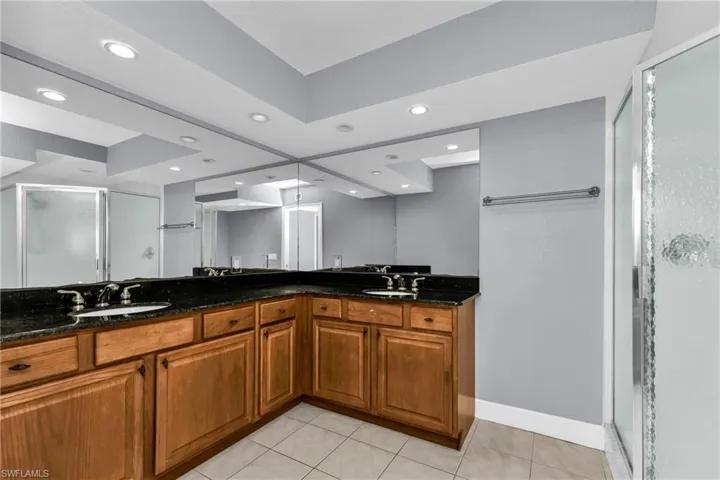 Master bathroom with dual vanities
