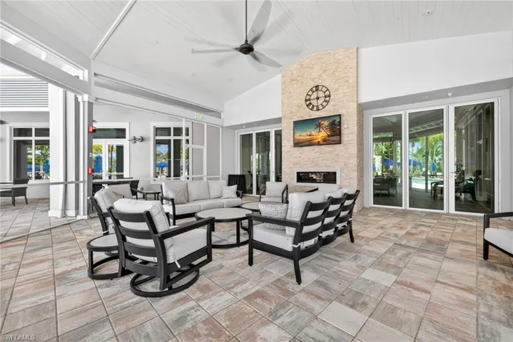 View of patio / terrace with french doors, outdoor seating, and a ceiling fan