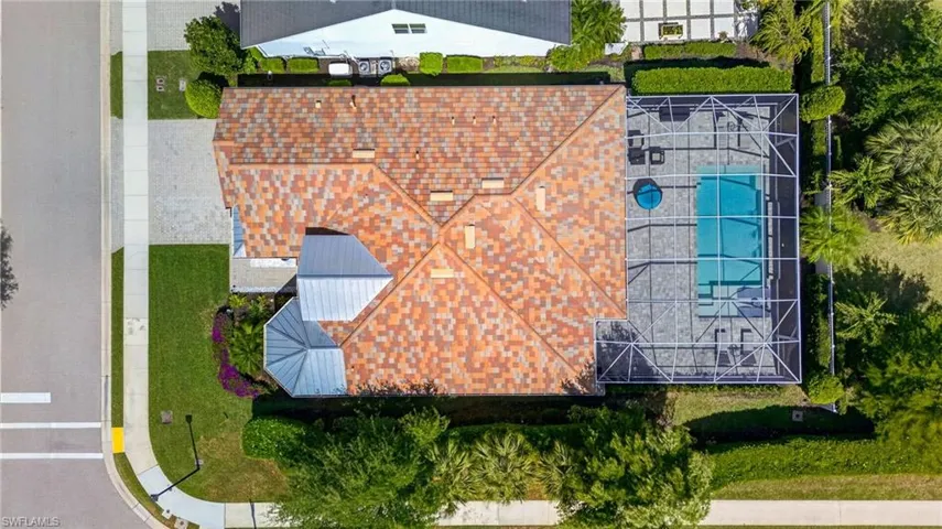 Aerial view of a pool area
