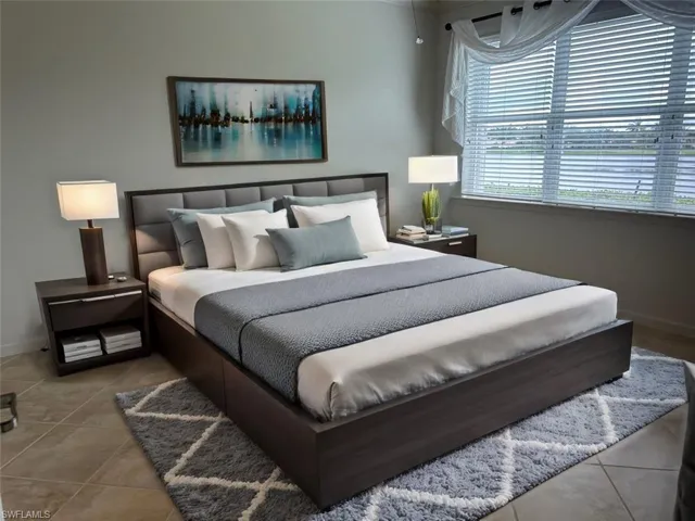 Bedroom with tile flooring