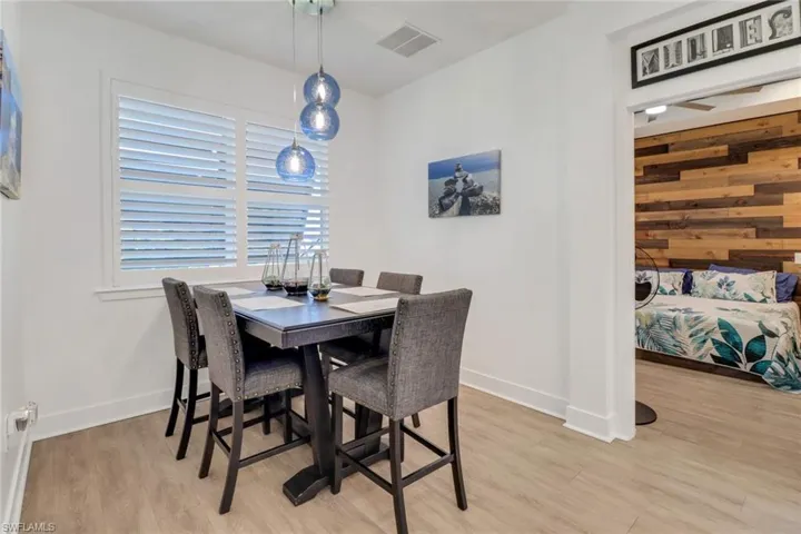 Dining area featuring light wood-type flooring
