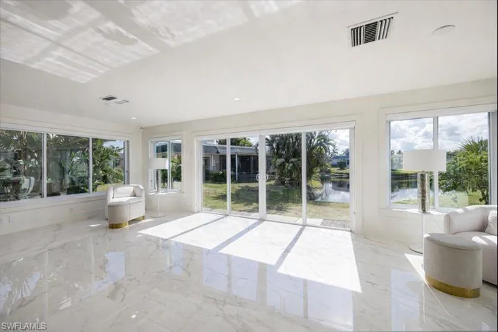 Sunroom / solarium featuring a water view and plenty of natural light