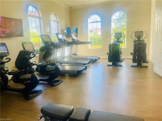 Gym with crown molding