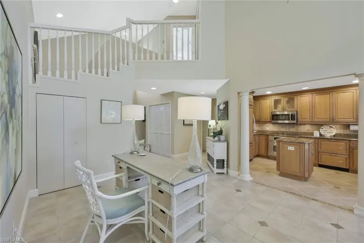 Spacious great room has room for a desk, game table, additional sitting area - whatever you need the space for.