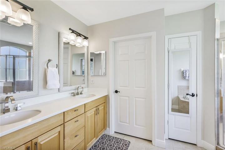 Neutral Wood Base Cabinets, Dual Sinks