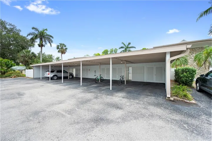 View of covered parking lot